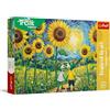 Trefl - The Treflik Family, Inspired By Art, Passeggiata tra i girasoli - 100 pezzi - Puzzle colorato con personaggi delle fiabe, intrattenimento creativo, divertimento per bambini dai 5 anni in su