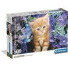 Clementoni - Puzzle 500 Pezzi per Adulti e Ragazzi, Collection, Tema Ginger Cat, Immagine Gatto Arancione, Compact Box con Poster Incluso, Idea Regalo Made in Italy, 49x36 cm, 35585