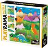 HEADU - Playrama Puzzle The Dinosaurs - 4 Puzzle da combinare in un magico scenario! - Puzzle Educativo per Bambini dai 3 agli 8 anni, Made in Italy - MU55300