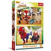 Trefl - Puzzle 2in1: Marvel, Spidey ed i suoi Fantastici Amici, Spidey e i Dinosauri - 2 x 24 Pezzi, Coppia di Puzzle per Bambini dai 3 anni
