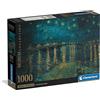 Clementoni - Puzzle Van Gogh 1000 Pezzi Arte, per Adulti e Ragazzi, Museum Collection, Tema Notte Stellata sul Rodano, con Poster Incluso, Compact Box, Idea Regalo Made in Italy, 70x50 cm, 37095