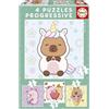 Educa - Capyfun | Set di 4 puzzle progressivi per bambini da 6 a 16 pezzi | Dimensioni: 16 x 16 cm | Consigliato per bambini di 3, 4 e 5 anni (20483)