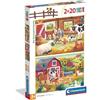 Clementoni - Puzzle per Bambini 2x20 Pezzi Supercolor, per Bambini 3+ Anni, Illustrazione Animali, Famiglia della Fattoria, Idea Regalo, Made in Italy, 27x19 cm, 24818
