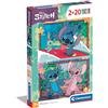Clementoni- Disney Stitch Supercolor Stitch-2x20 (Include 2 20 Pezzi) Bambini 3 Anni, Puzzle Cartoni Animati, Made in Italy, Multicolore, 24809