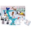 Janod - Puzzle tattile Bambini 20 Pezzi "La Vita nei ghiacciai" - 7 Pezzi in Tessuto - Gioco Educativo e Sensoriale - Tattile, Sviluppo Motricità fine e Concentrazione - da 2 Anni in su, J02773