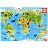 Educa - Puzzle Mappamondo Animali | 150 pezzi Puzzle Educativo | Mappa del Mondo, Bambini | dai 6 anni (18115)