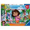 Ravensburger - Dora L'Esploratrice, Puzzle 4+ Anni, 2 Puzzle Da 24 Pezzi | Include 2 puzzle da 24 pezzi di Dora l'Esploratrice, giochi educativi e divertenti, ideali come regalo originale dai 4 anni.