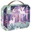 Janod Puzzle 54 Pièces, Thème Licorne, Jeu Educatif Motricité Fine et Concentration, Valisette Poignée, Made in France, Certificato FSC, Inchiostri vegetali, Da 5 anni, J02555