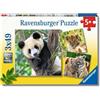 Ravensburger - Panda, Tigre E Leone, Puzzle 5+ Anni, 3 Puzzle Da 49 Pezzi | Include 3 puzzle da 49 pezzi di Panda, Tigre E Leone, giochi educativi e divertenti, ideali per il tempo libero dai 5 anni.