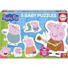 Educa - Set di 5 baby puzzle progressivi Peppa Pig per bambini da 3 a 5 pezzi. Consigliato dai 2 anni in su (20319)
