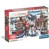 Clementoni - Puzzle 500 Pezzi Classic Christmas Collection Stazione | Per Adulti e Ragazzi, Illustrazione Stazione e Pupazzo di Neve, Idea Regalo, Made in Italy, 49x36 cm, 35627