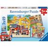 Ravensburger Puzzle 3x49, per Bambini a Partire da 5 Anni, 18x18 cm, Pompieri