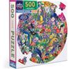 Eeboo - Puzzle rotondo da 500 pezzi da giardino paradisiaco - Puzzle per adulti in cartone - Formato rotondo - Illustrazioni di fiori e uccelli - Diametro 58,5 cm
