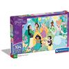 Clementoni - 20346 - Glitter Puzzle - Disney Princess - 104 pezzi - Made in Italy, puzzle bambini 6 anni, puzzle cartoni animati, puzzle Disney, puzzle principesse, supercolor puzzle