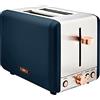 Tower Cavaletto 850W 2 Slice Stainless Steel Toaster-Blue/Rose Gold Tostapane, Multicolore, Unico