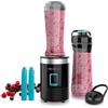 Cecotec Frullatore Portatile Individuale Power Titanium 300 EasyGo. 350W, Trita Ghiaccio, 4 lame con Rivestimento in Titanio Nero, Include 2 Tubi Refrigeranti, 2 Bicchieri Portatili e 2 Coperchi