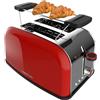 Cecotec Tostapane verticale Toastin' time 850 Red, 850W, Doppia fessura corta e larga 3,8 cm, Barre superiori, Acciaio Inoss, Spegnimento automatico e funzione Pop-up, Raccogli briciole