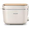 Philips Conscious Tostapane 2 Fette, 8 Impostazioni, Materiali Sostenibili | Toaster con scaldapanini Integrato, realizzato in plastica riciclata al 100%, design eco, facile da pulire, Crema (HD2640/10)
