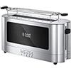 Russell Hobbs Tostapane Elegance 2 Fette o 1 Fettona 1420 W, Scomparto Extra Largo, 6 Livelli Doratura, Funzione Scongelamento, Vetro e Acciaio Inox - 20370-56