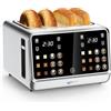 Keenstone Tostapane 4 Fette in Acciaio Inox, Fessure Extra Larghe per Pane Spesso e Bagel, 6 Livelli di Doratura, Funzioni Scongelamento, Riscaldamento e Annullamento