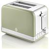 Swan Retro ST19010GNEU Tostapane a Fessura Larga 2 Fette, Design Vintage, 3 Funzioni: Scongelamento, Riscaldamento, Annullamento, 6 Regolatore del livello di Tostatura, Acciaio Inox., Verde, 815W