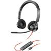 PLT Poly Blackwire 3320, Cuffia Cablata con Connessione USB-A/C, Cuscinetti in Similpelle, Riduzione del Rumore e dell'Eco, Comandi sul Cavo, Adatta per Teams, Compatibile con Windows 10 e macOS, Nero