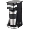 Bestron Caffettiera con tazza isolata, caffettiera da campeggio per caffè macinato con filtro, piccola caffettiera per 2 tazze grandi, 750 watt, acciaio inox, colore: argento
