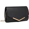 Miss Lulu Pochette da donna, borsa da sera o da matrimonio, borsa a tracolla con tracolla staccabile, Pelle nera, M, Durevole, elegante