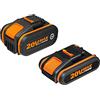 WORX WA3605 Set 2 Batterie PowerShare 20V (2,0 Ah + 4,0 Ah) | Set originale con batterie WA3551.1 e WA3552, affidabili e resistenti, per tutti i prodotti WORX PowerShare