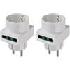 Vimar 00325.B Adattatore multiplo SICURY 250 V~, bianco - max 1500 W (contatti di terra laterali e centrale) (Confezione da 2)