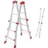 Hailo Scala multifunzione M80 in alluminio, 4 x 3 pioli, portata fino a 150 kg, giunti di sicurezza e maniglie di bloccaggio, regolabile in altezza a pioli, scala multiuso inossidabile, argento