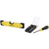 Stanley 0-43-511 - Nivel Manual Torpedo Alto Impacto 230Mm V Base Magnetica & Stht0-70885 Giravite Porta Inserti Multibit 34Pz