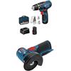 Bosch Professional Avvitatore a percussione a batteria Bosch Professional 12V System GSB 12V-15 + Smerigliatrice angolare a batteria Bosch 12V System GWS 12V-76