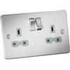 Knightsbridge FPR9000BCG - Presa con interruttore piatto 2G Dp, colore: Argento