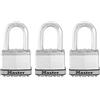 Master Lock M5XTRILF Magnum - Lucchetto in acciaio laminato con chiave unica, argento, confezione da 3