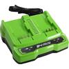 Greenworks Caricabatterie Universale a Doppia Presa G24X2UC4, Ioni di Litio 24V, Potenza 48W, Tensione 4A, Tempo di Carica 60 min con Batteria 4Ah adatta a tutte le Batterie della Serie Greenworks 24V