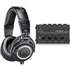 Audio-Technica M50x Cuffie Monitor Professionali Nero & Behringer MICROAMP HA400 Amplificatore per cuffie stereo compatto a 4 canali