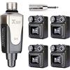 Xvive U4R4 - Sistema In Ear Monitor Wireless con 4 Ricevitori, Trasmissione in Banda 2,4Ghz, Range di 27,5m - 5 Ore di Autonomia, Cavo USB Doppio, Cavo USB Ricarica e Adattatore XLR/Jack TS Inclusi