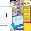 AVERY Poliestere adesivo L7567 trasparente 25fg A4 210x297mm (1et/fg) laser Avery L7567-25