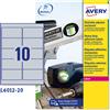 AVERY Poliestere adesivo L6012 argento 20fg A4 96x50,8mm (10et/fg) laser Avery L6012-20