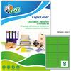TICO Etichetta adesiva LP4F verde fluo 70fg A4 99,1x67.7mm (8et/fg) Tico LP4FV-9967