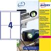 AVERY Poliestere adesivo L4774 bianco 8fg A4 99,1x139mm (4et/fg) laser Avery L4774-8