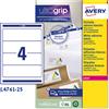 AVERY Etichetta adesiva L4761 bianca coprenti 25fg A4 192x61mm (4et/fg) Avery L4761-25