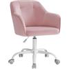 SONGMICS Sedia da Studio in Casa, Sedia Girevole, Regolabile in Altezza, Portante 110 kg, Struttura Acciaio, Tessuto di Velluto Respirante, Studio, Camera da Letto, Rosa Gelatina OBG019P02