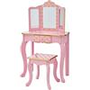 Teamson Kids Toletta in Legno Rosa con Sgabello e Specchio per Bambini TD-11670L