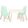 B. toys set tavolo e 2 sedie per bambini con gambe in legno, menta | Set da 15 con 1 tavolo e 2 sedie color menta con gambe in legno, per disegnare, giocare e fare merenda, Set completo, 3+ anni