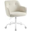 SONGMICS Sedia da Ufficio, Sedia Girevole, Regolabile in Altezza, Portante 110 kg, Struttura Acciaio, Tessuto di Velluto a Coste, Studio, Camera da Letto, Beige Sabbia OBG019LZ01