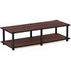 Furinno Supporti TV Senza Attrezzi, Legno, Dark Cherry/Black, Grande | Ampio centro intrattenimento, console TV con tubi, per soggiorno, camera da letto