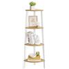 VASAGLE Libreria Angolare a 4 Ripiani, Scaffale ad Angolo, Acciaio, Robustezza, Stile Industriale, Angoliera per Soggiorno, Porta Piante da Interno, Rovere Naturale e Bianco Opaco LLS034Y70