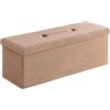 SONGMICS Cassapanca, Pouf Contenitore, Sgabello Poggiapiedi Pieghevole 38 x 110 x 38 cm, Regge fino a 300 kg, per Soggiorno, Camera da Letto, Ingresso, Marrone Cammello LSF097K01V1